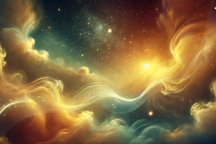 A serene cosmic scene featuring soft swirling nebulae and gentle light waves for trusting the universe for healing